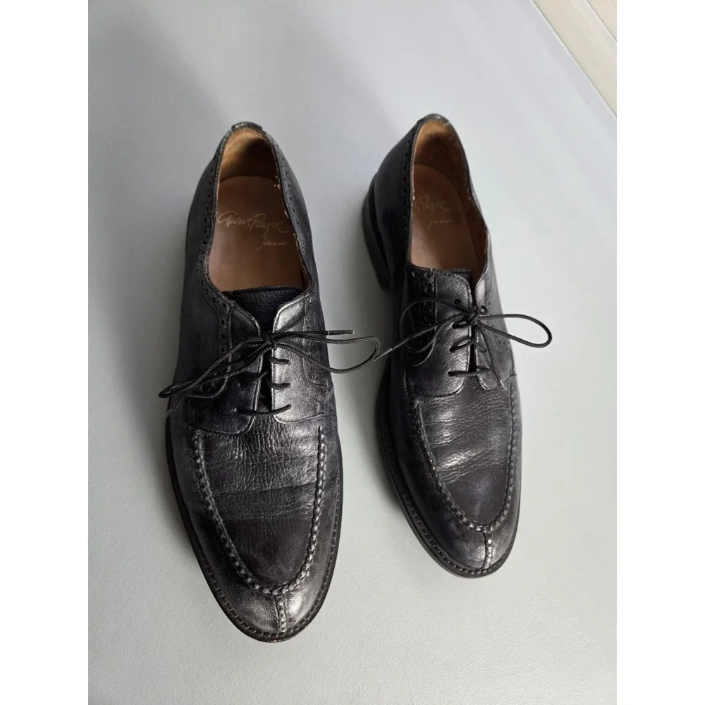 Alan Payne‎ Wimbley Deerskin Split Toe Dress Shoes Oxfords Men's Size 8.5 Black